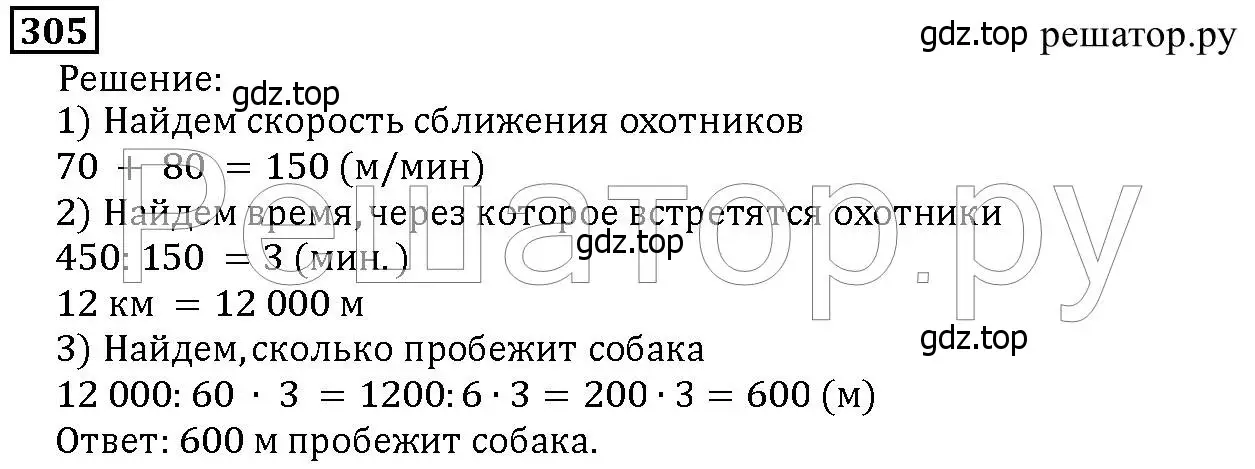 Решение 6. номер 305 (страница 77) гдз по математике 5 класс Дорофеев, Шарыгин, учебник