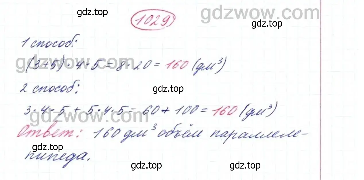 Решение 9. номер 1029 (страница 273) гдз по математике 5 класс Дорофеев, Шарыгин, учебник