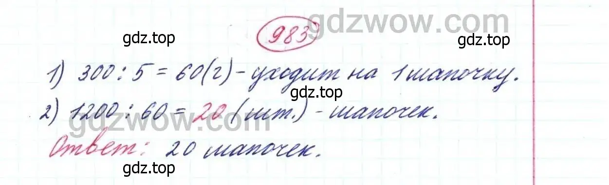 Решение 9. номер 983 (страница 250) гдз по математике 5 класс Дорофеев, Шарыгин, учебник