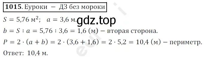 Решение 3. номер 1015 (страница 246) гдз по математике 5 класс Мерзляк, Полонский, учебник