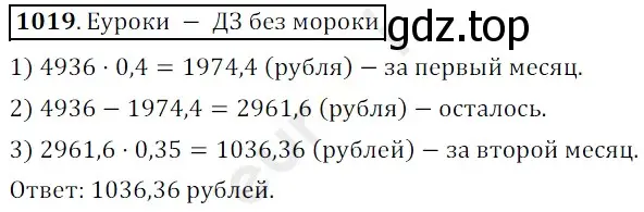 Решение 3. номер 1019 (страница 246) гдз по математике 5 класс Мерзляк, Полонский, учебник