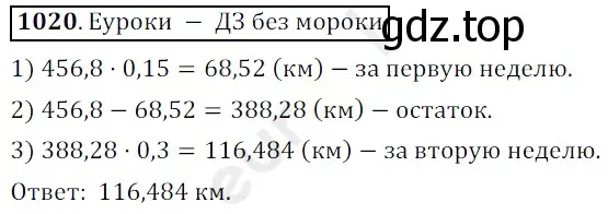 Решение 3. номер 1020 (страница 246) гдз по математике 5 класс Мерзляк, Полонский, учебник