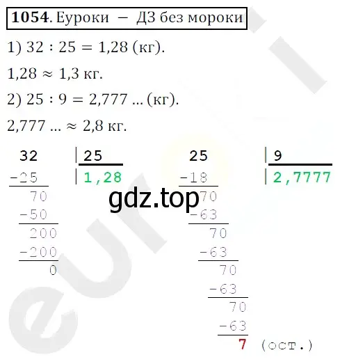 Решение 3. номер 1054 (страница 251) гдз по математике 5 класс Мерзляк, Полонский, учебник