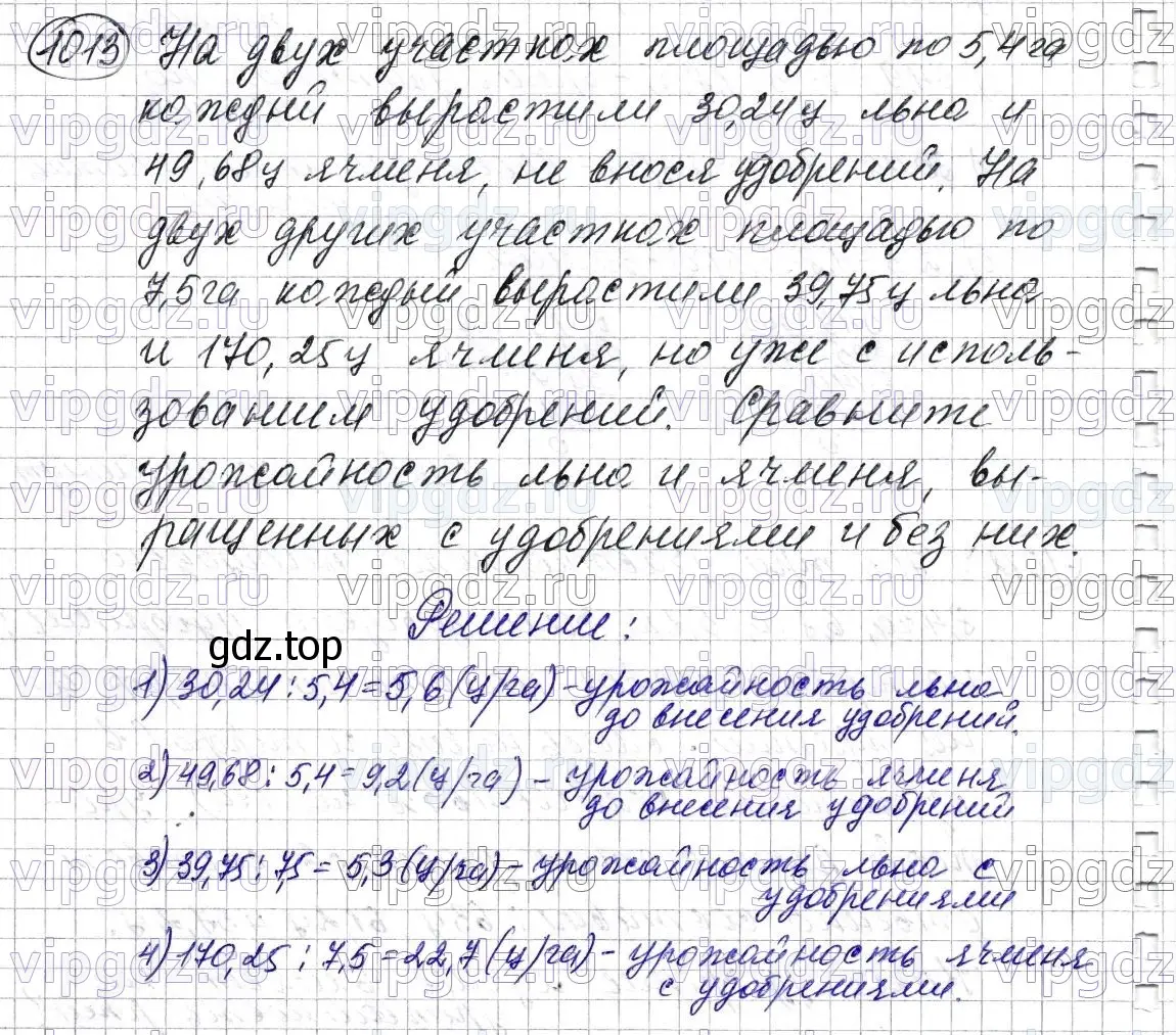 Решение 6. номер 1013 (страница 245) гдз по математике 5 класс Мерзляк, Полонский, учебник