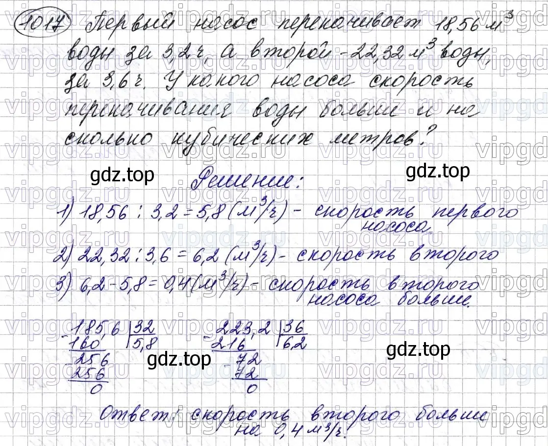 Решение 6. номер 1017 (страница 246) гдз по математике 5 класс Мерзляк, Полонский, учебник