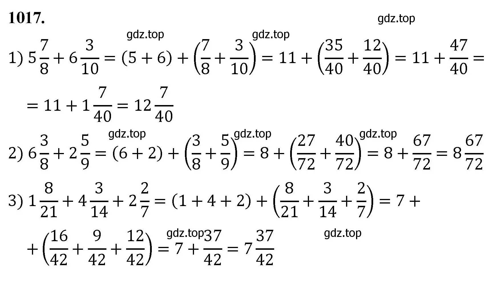 Решение номер 1017 (страница 231) гдз по математике 5 класс Мерзляк, Полонский, учебник