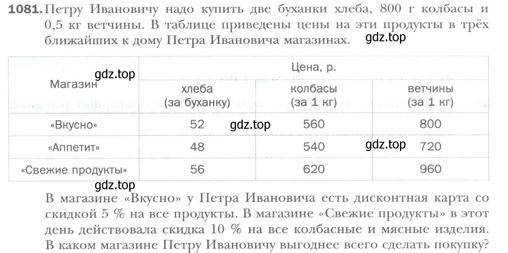 Условие номер 1081 (страница 226) гдз по математике 6 класс Мерзляк, Полонский, учебник