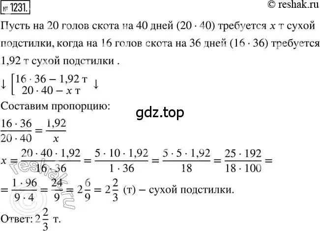 Решение 2. номер 1231 (страница 243) гдз по математике 6 класс Никольский, Потапов, учебник