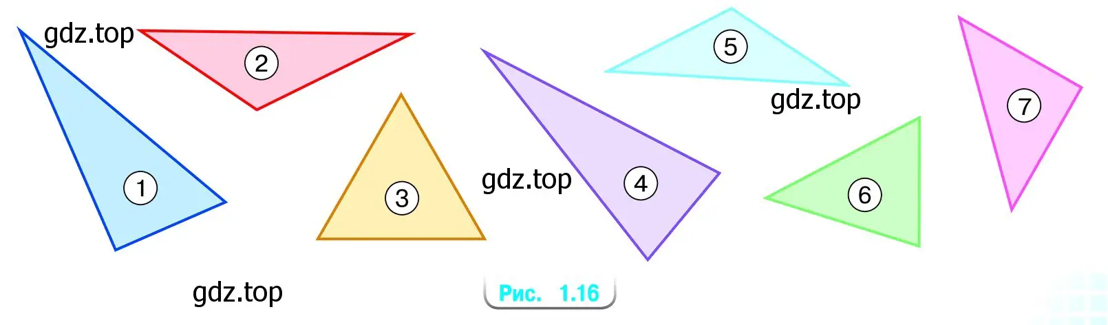 На рисунке 1.16 изображены треугольники.