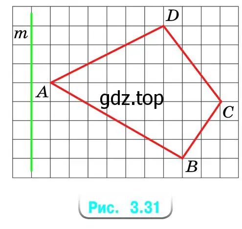 Начертите в тетради четырёхугольник, изображённый на рисунке 3.31. Постройте фигуру, симметричную данной относительно оси m