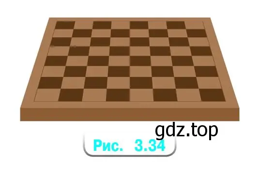 На рисунке 3.34 изображена шахматная доска. Есть ли у поля шахматной доски оси симметрии; центр симметрии?