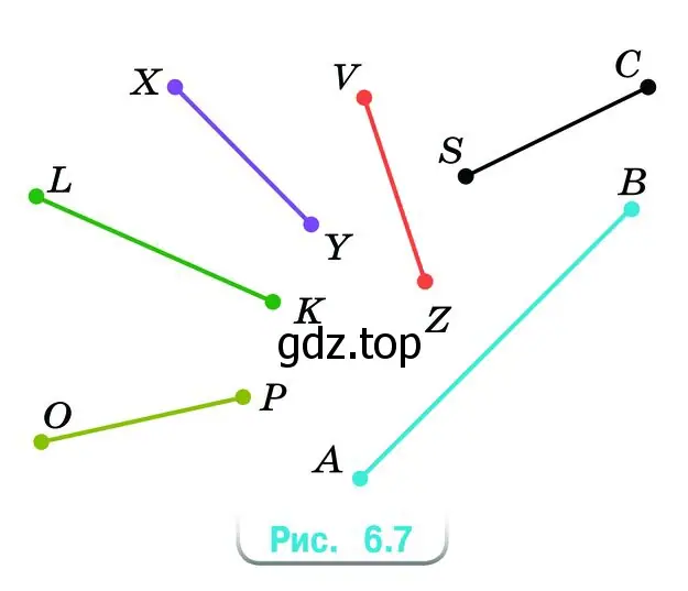 Найдите и запишите, какие из отрезков на рисунке 6.7 перпендикулярны.