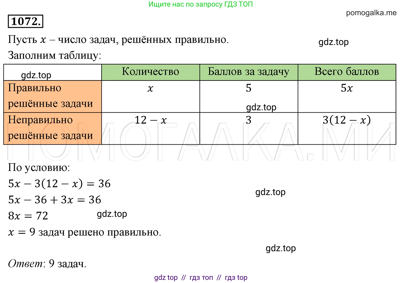 Алгебра, 7 класс Учебник, авторы: Мерзляк Аркадий Григорьевич, Полонский Виталий Борисович, Якир Михаил Семёнович, издательство Просвещение, Москва, 2016 - 2022, страница 213, номер 1072, Решение 3