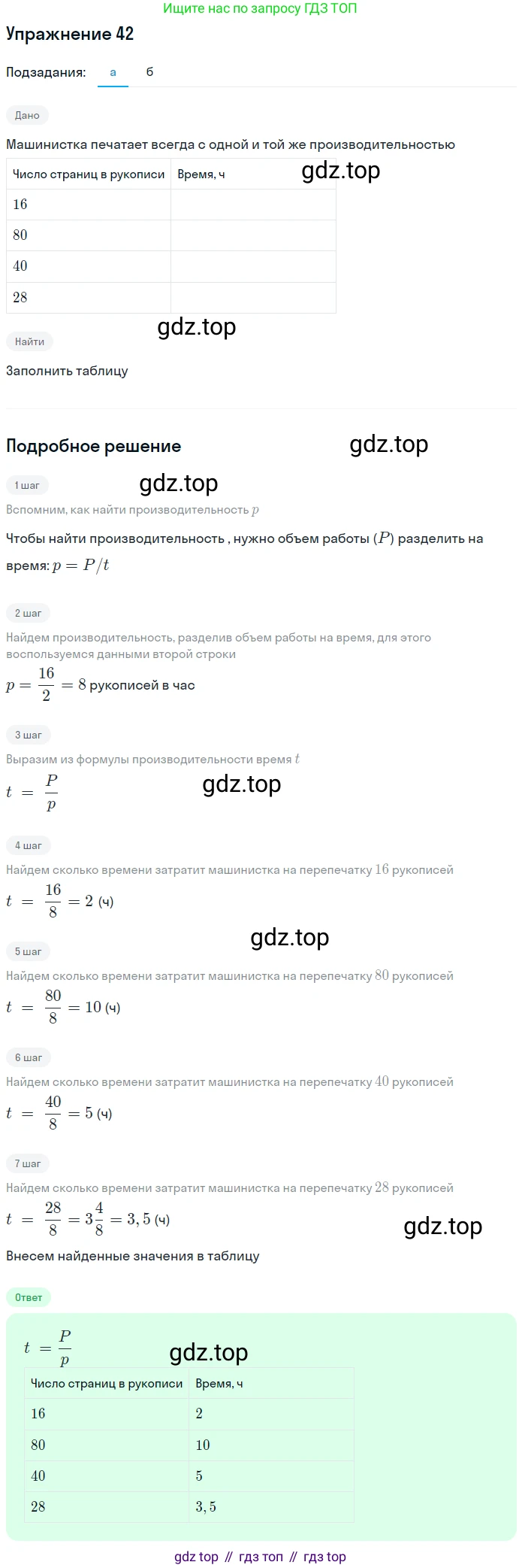 ГДЗ Алгебра, 7 класс рабочая тетрадь, авторы: Минаева Светлана Станиславовна, Рослова Лариса Олеговна, издательство Просвещение, Москва, 2018 - 2022, голубого цвета, страница 20, номер 42, Решение