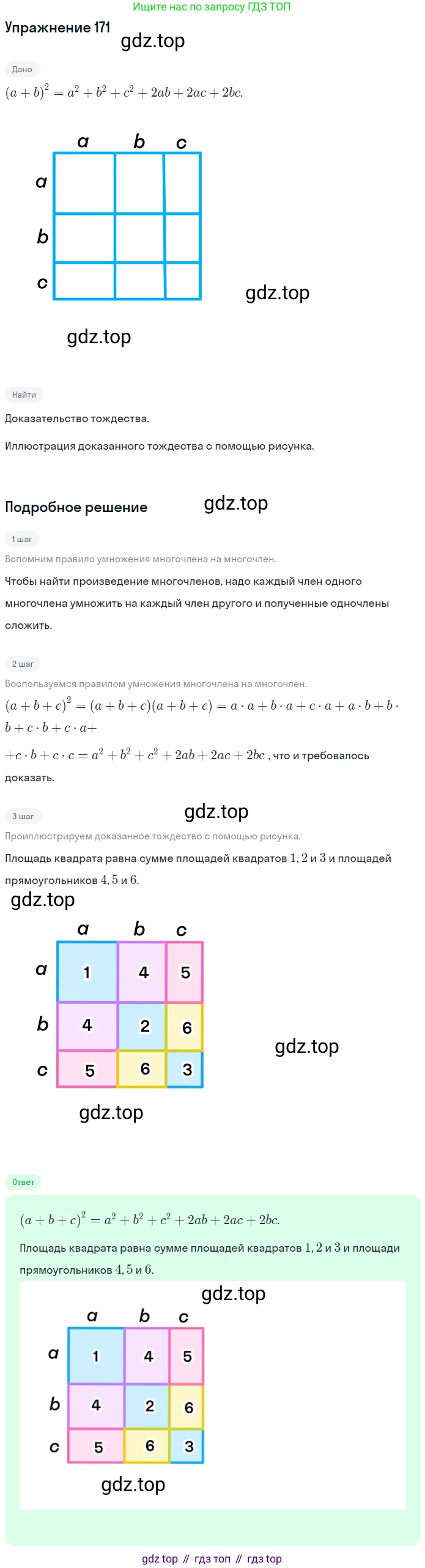 ГДЗ Алгебра, 7 класс рабочая тетрадь, автор: Потапов Михаил Константинович, издательство Просвещение, Москва, 2018, Часть 1, страница 63, номер 171, Решение