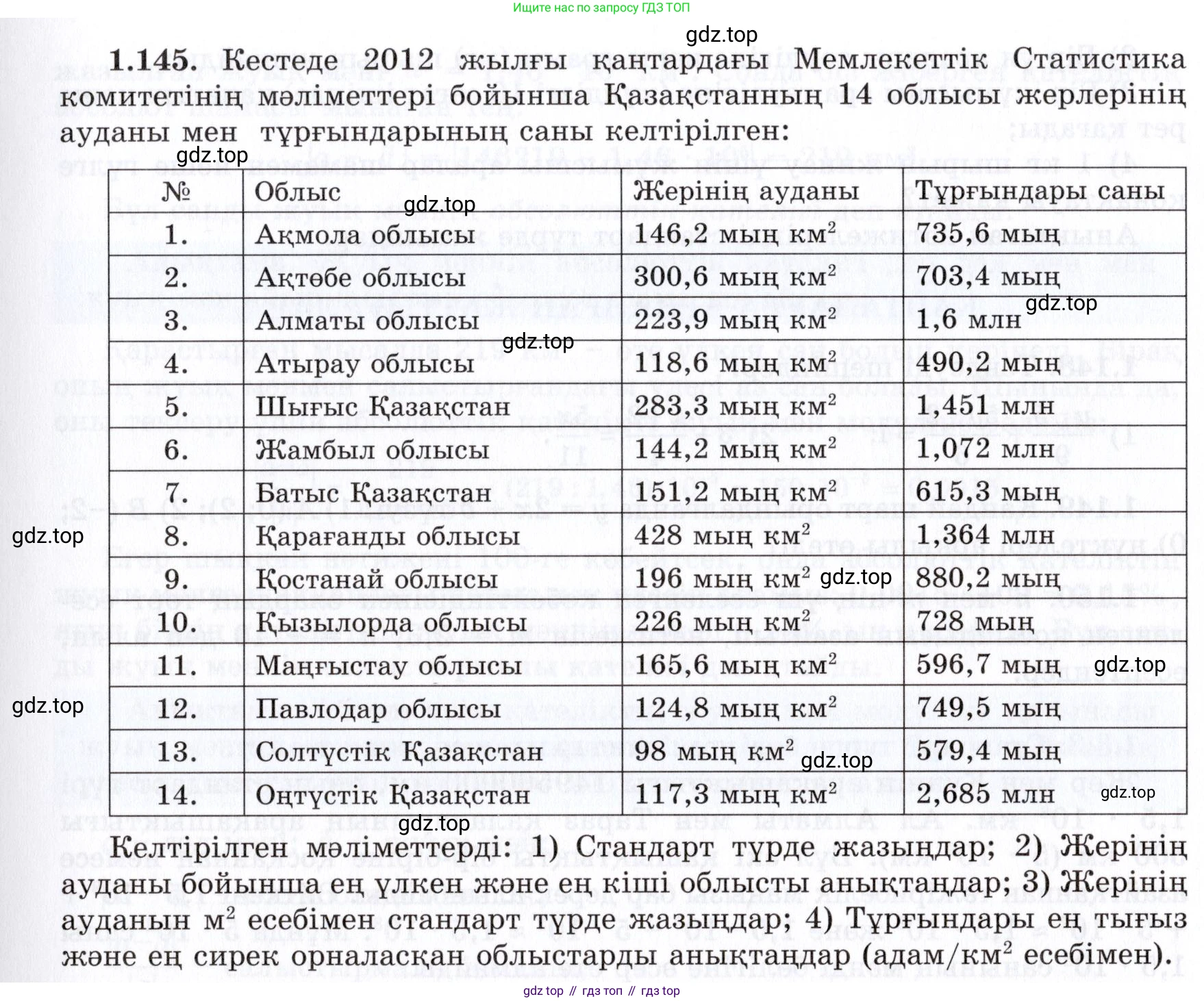 ГДЗ Алгебра, 7 класс Учебник, авторы: Шыныбеков Абдухали Насырович, Шыныбеков Данияр Абдухалиевич, издательство Атамұра, Алматы, 2017, зелёного цвета, страница 40, номер 1.145, Условие (КЗ)