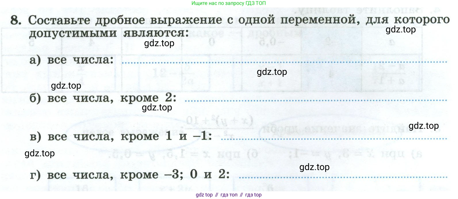 Алгебра, 8 класс рабочая тетрадь, авторы: Крайнева Лариса Борисовна, Миндюк Нора Григорьевна, Шлыкова Инга Соломоновна, издательство Просвещение, Москва, 2024, белого цвета, Часть 1, страница 6, номер 8, Условие