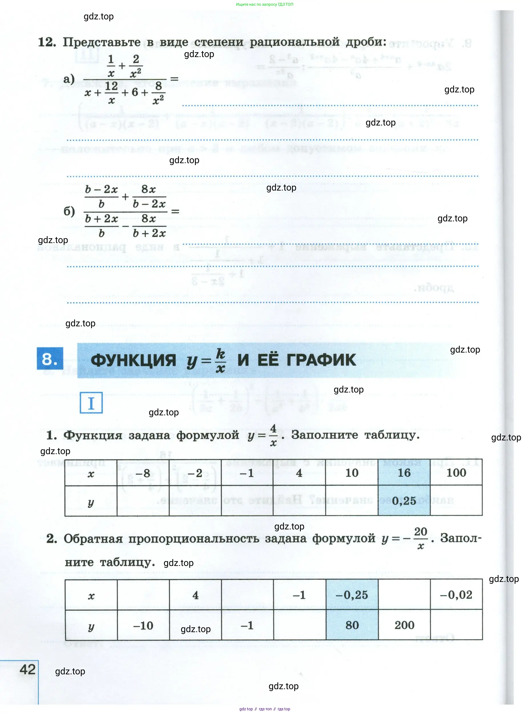 Алгебра, 8 класс рабочая тетрадь, авторы: Крайнева Лариса Борисовна, Миндюк Нора Григорьевна, Шлыкова Инга Соломоновна, издательство Просвещение, Москва, 2024, белого цвета, Часть 1, страница 42