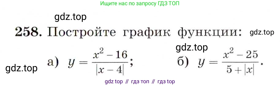 ГДЗ Алгебра, 8 класс Учебник, авторы: Макарычев Юрий Николаевич, Миндюк Нора Григорьевна, Нешков Константин Иванович, Суворова Светлана Борисовна, издательство Просвещение, Москва, 2019 - 2022, белого цвета, страница 59, номер 258, Условие