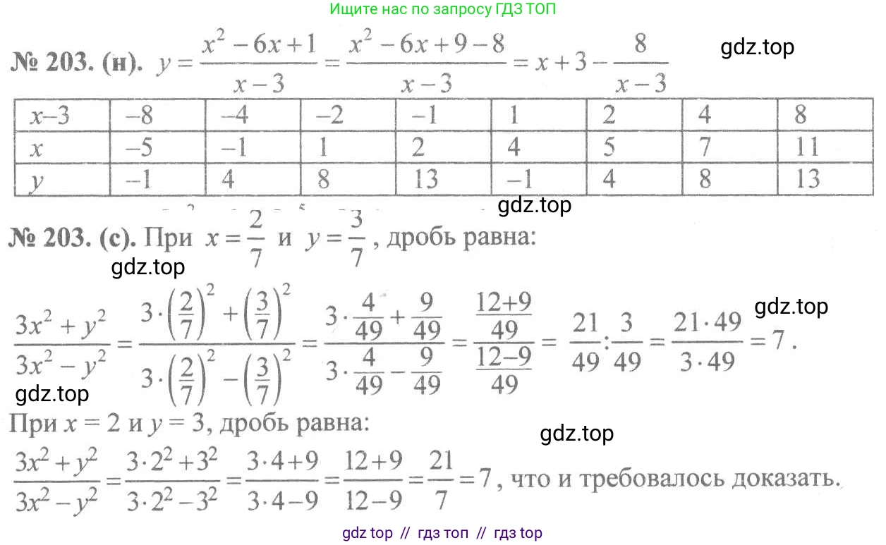 Алгебра, 8 класс Учебник, авторы: Макарычев Юрий Николаевич, Миндюк Нора Григорьевна, Нешков Константин Иванович, Суворова Светлана Борисовна, издательство Просвещение, Москва, 2019 - 2022, белого цвета, страница 52, номер 203, Решение 7