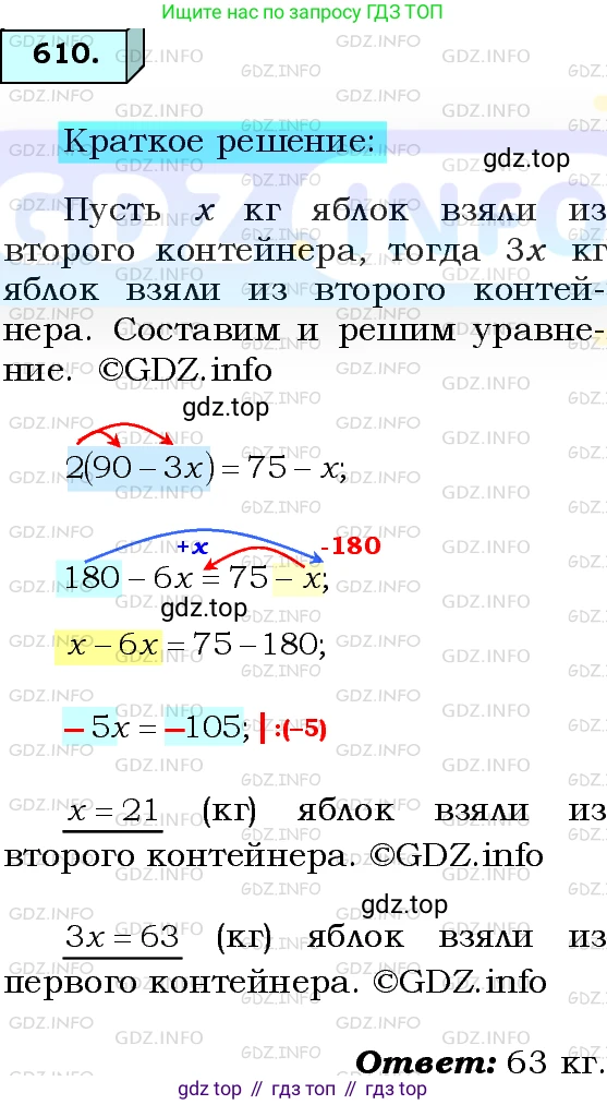 ГДЗ Алгебра, 8 класс Учебник, авторы: Мерзляк Аркадий Григорьевич, Полонский Виталий Борисович, Якир Михаил Семёнович, издательство Просвещение, Москва, 2018 - 2022, розового цвета, страница 150, номер 610, Решение 3