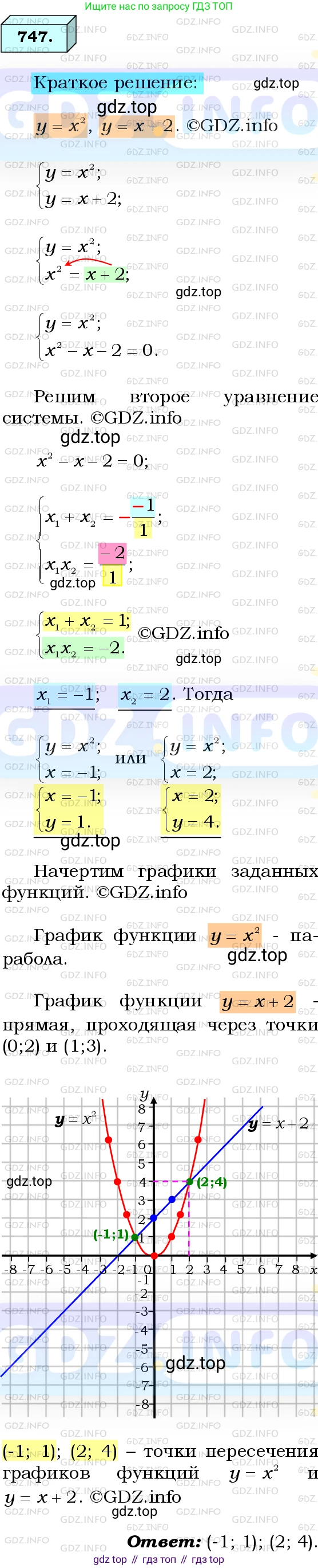 ГДЗ Алгебра, 8 класс Учебник, авторы: Мерзляк Аркадий Григорьевич, Полонский Виталий Борисович, Якир Михаил Семёнович, издательство Просвещение, Москва, 2018 - 2022, розового цвета, страница 179, номер 747, Решение 3