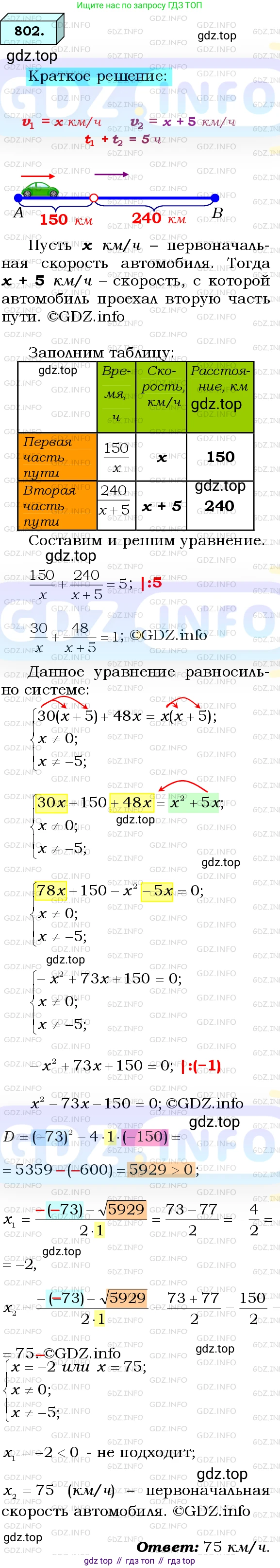 ГДЗ Алгебра, 8 класс Учебник, авторы: Мерзляк Аркадий Григорьевич, Полонский Виталий Борисович, Якир Михаил Семёнович, издательство Просвещение, Москва, 2018 - 2022, розового цвета, страница 199, номер 802, Решение 3