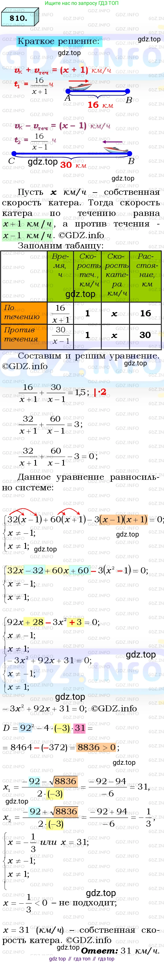 ГДЗ Алгебра, 8 класс Учебник, авторы: Мерзляк Аркадий Григорьевич, Полонский Виталий Борисович, Якир Михаил Семёнович, издательство Просвещение, Москва, 2018 - 2022, розового цвета, страница 200, номер 810, Решение 3