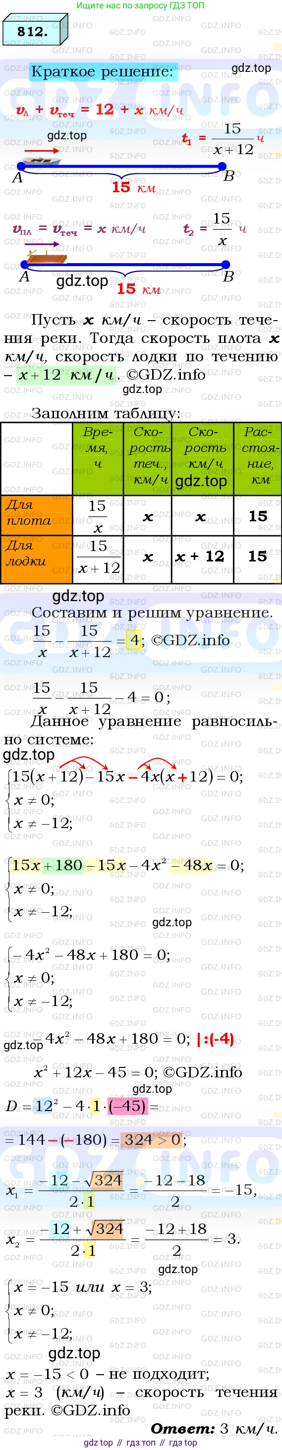 ГДЗ Алгебра, 8 класс Учебник, авторы: Мерзляк Аркадий Григорьевич, Полонский Виталий Борисович, Якир Михаил Семёнович, издательство Просвещение, Москва, 2018 - 2022, розового цвета, страница 200, номер 812, Решение 3