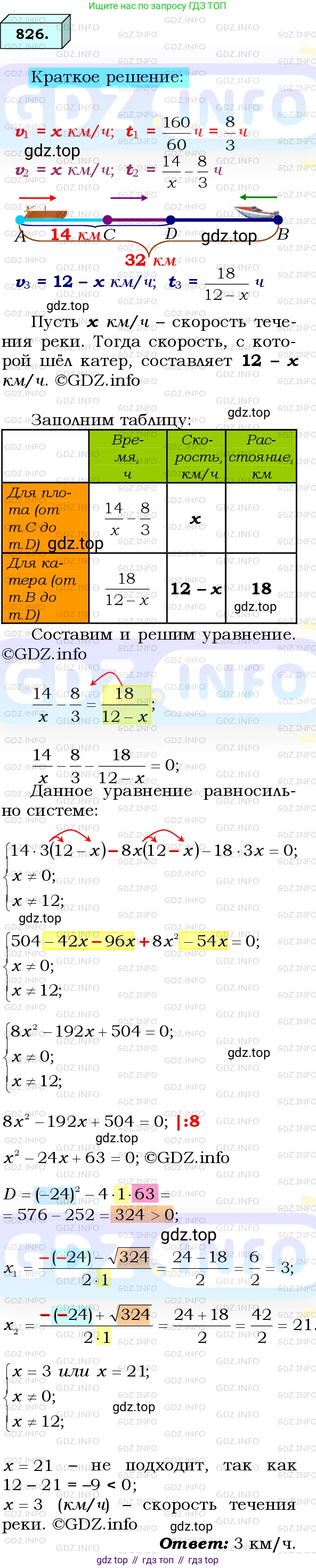 ГДЗ Алгебра, 8 класс Учебник, авторы: Мерзляк Аркадий Григорьевич, Полонский Виталий Борисович, Якир Михаил Семёнович, издательство Просвещение, Москва, 2018 - 2022, розового цвета, страница 202, номер 826, Решение 3