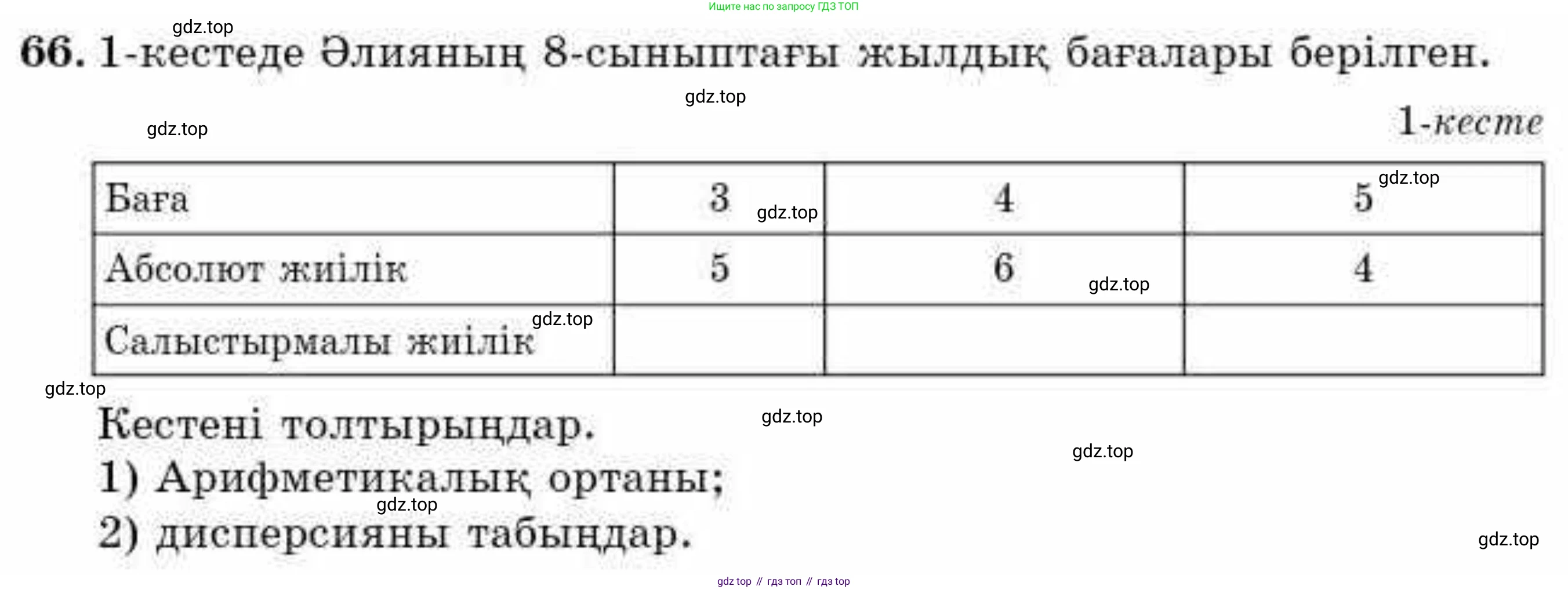 ГДЗ Алгебра, 9 класс Учебник, авторы: Абылкасымова Алма Есимбековна, Кучер Татьяна Павловна, Корчевский Владимир Евгеньевич, Жумагулова Зауре Абдыкеновна, издательство Мектеп, Алматы, 2019, бирюзового цвета, Часть 1, страница 19, номер 66, Условие кз
