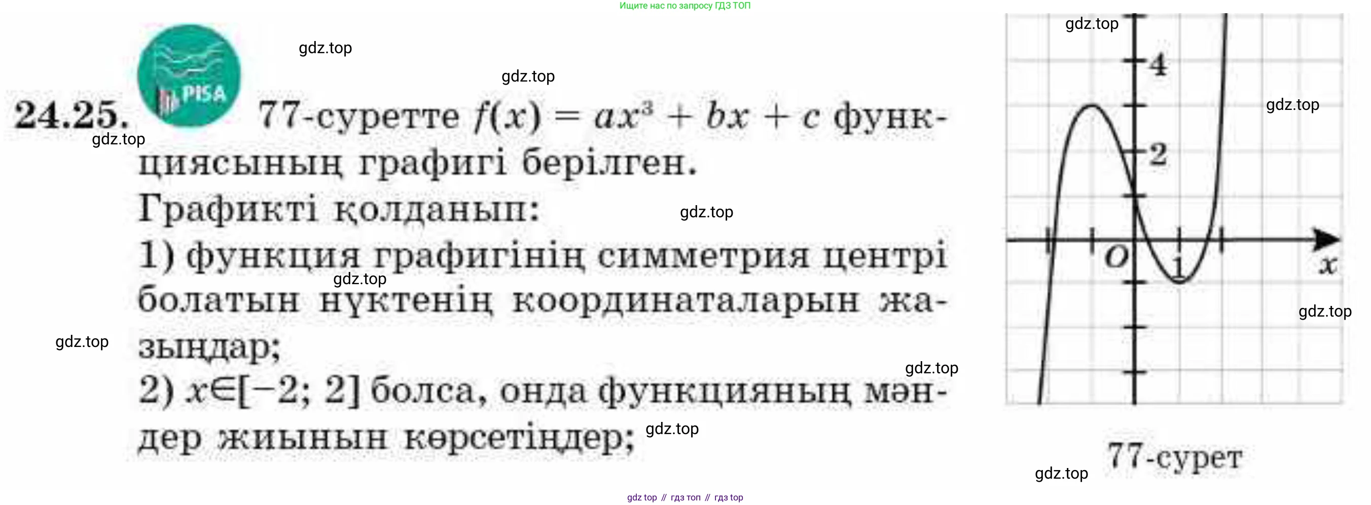 ГДЗ Алгебра, 9 класс Учебник, авторы: Абылкасымова Алма Есимбековна, Кучер Татьяна Павловна, Корчевский Владимир Евгеньевич, Жумагулова Зауре Абдыкеновна, издательство Мектеп, Алматы, 2019, бирюзового цвета, Часть 2, страница 62, номер 24.25, Условие кз