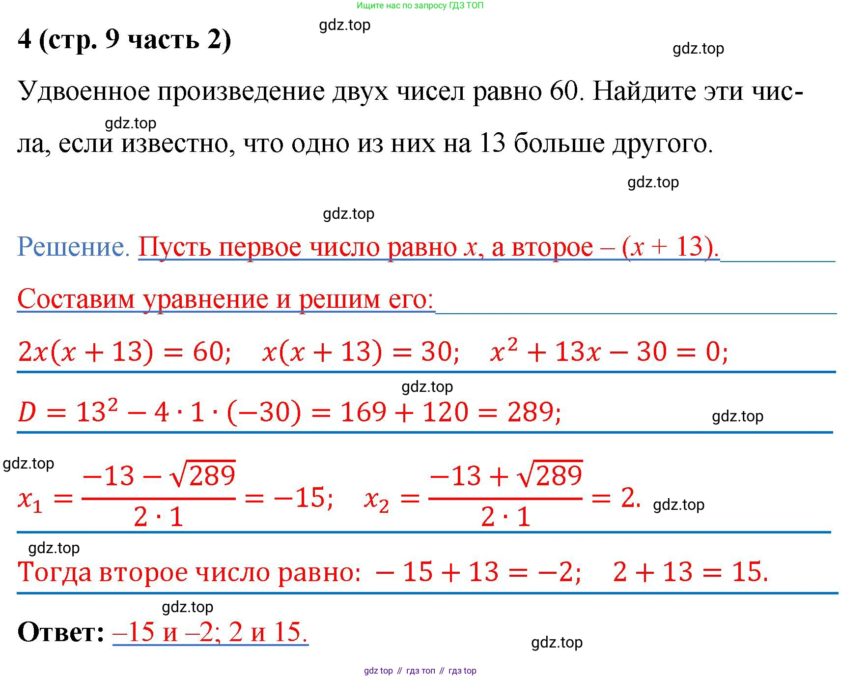ГДЗ Алгебра, 9 класс рабочая тетрадь, авторы: Крайнева Лариса Борисовна, Миндюк Нора Григорьевна, Шлыкова Инга Соломоновна, издательство Просвещение, Москва, 2024, белого цвета, Часть 2, страница 9, номер 4, Решение