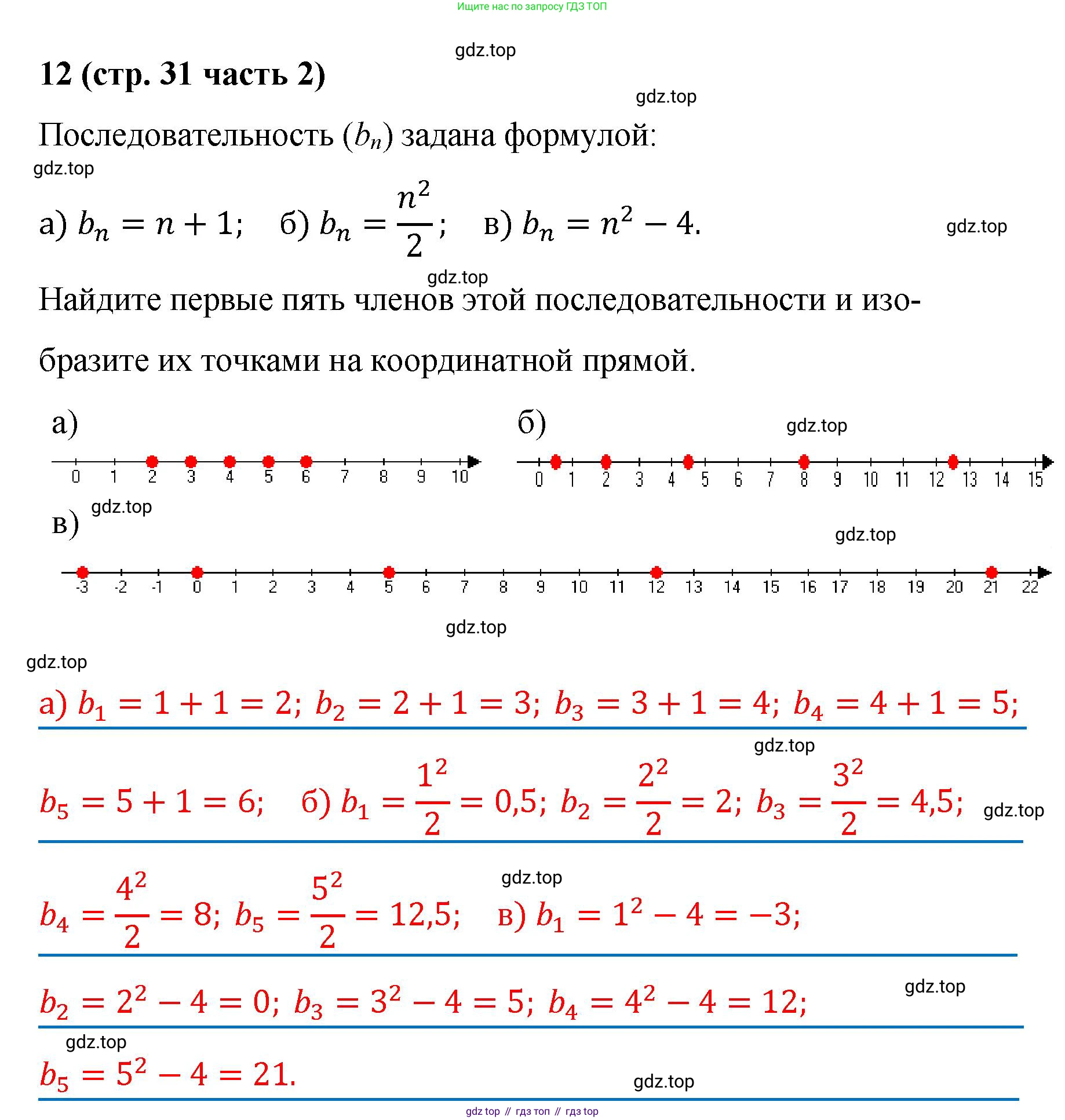 ГДЗ Алгебра, 9 класс рабочая тетрадь, авторы: Крайнева Лариса Борисовна, Миндюк Нора Григорьевна, Шлыкова Инга Соломоновна, издательство Просвещение, Москва, 2024, белого цвета, Часть 2, страница 31, номер 12, Решение
