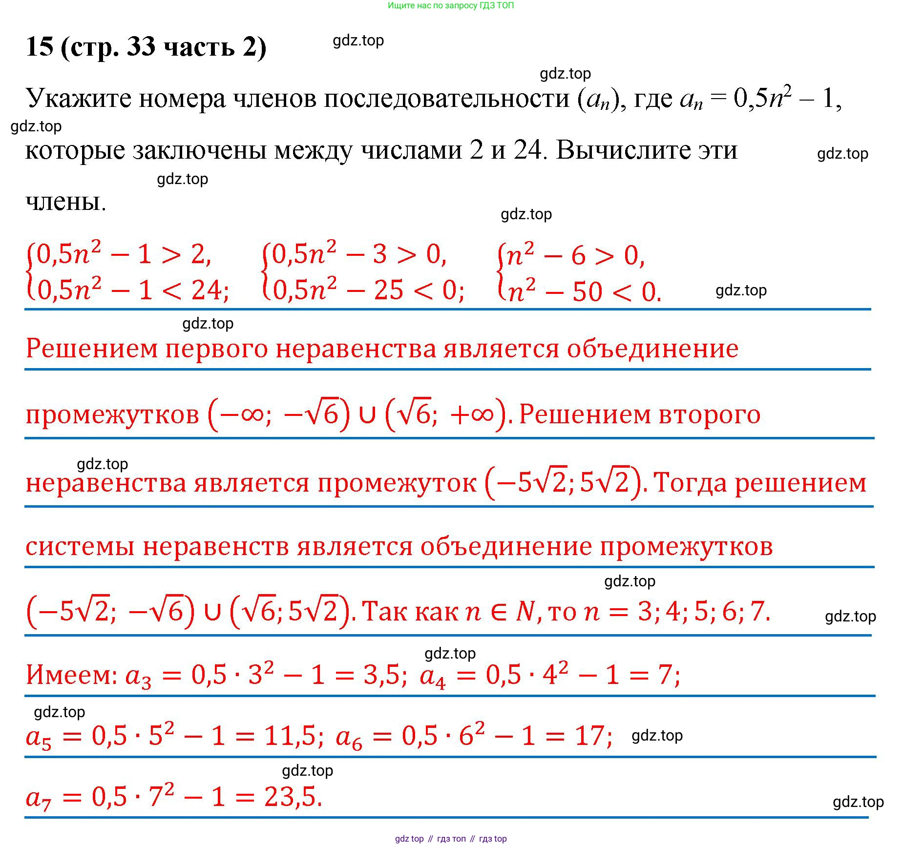 ГДЗ Алгебра, 9 класс рабочая тетрадь, авторы: Крайнева Лариса Борисовна, Миндюк Нора Григорьевна, Шлыкова Инга Соломоновна, издательство Просвещение, Москва, 2024, белого цвета, Часть 2, страница 33, номер 15, Решение