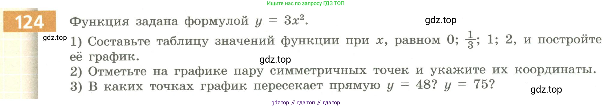 Алгебра, 9 класс Учебник, авторы: Бунимович Евгений Абрамович, Кузнецова Людмила Викторовна, Минаева Светлана Станиславовна, Рослова Лариса Олеговна, Суворова Светлана Борисовна, издательство Просвещение, Москва, 2018, оранжевого цвета, страница 54, номер 124, Условие