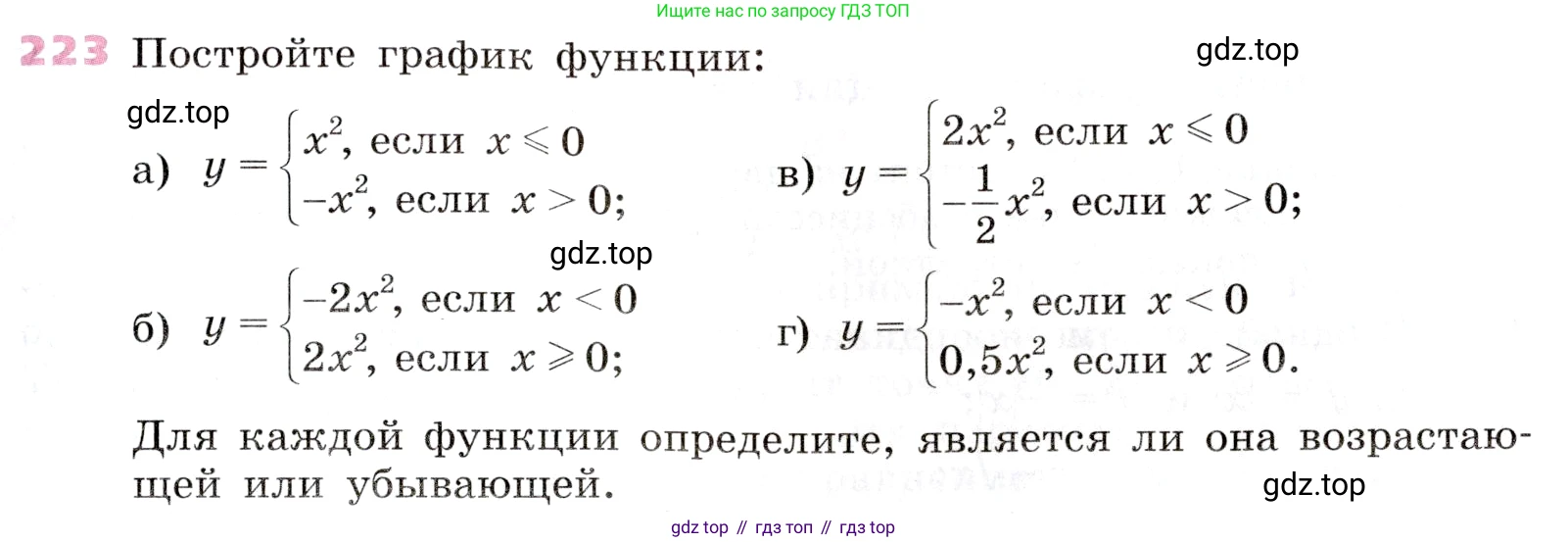 Алгебра, 9 класс Учебник, авторы: Дорофеев Георгий Владимирович, Суворова Светлана Борисовна, Бунимович Евгений Абрамович, Кузнецова Людмила Викторовна, Минаева Светлана Станиславовна, Рослова Лариса Олеговна, издательство Просвещение, Москва, 2019, белого цвета, страница 89, номер 223, Условие