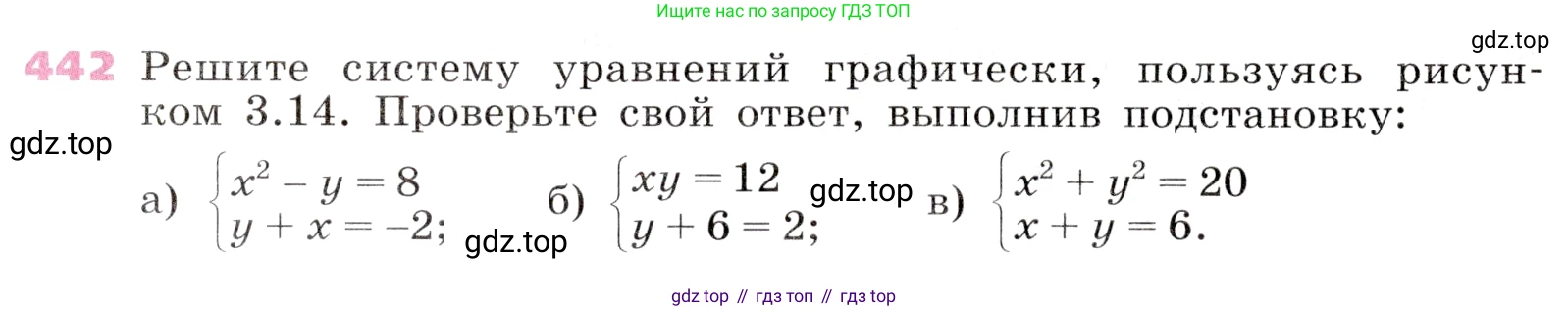 Алгебра, 9 класс Учебник, авторы: Дорофеев Георгий Владимирович, Суворова Светлана Борисовна, Бунимович Евгений Абрамович, Кузнецова Людмила Викторовна, Минаева Светлана Станиславовна, Рослова Лариса Олеговна, издательство Просвещение, Москва, 2019, белого цвета, страница 182, номер 442, Условие