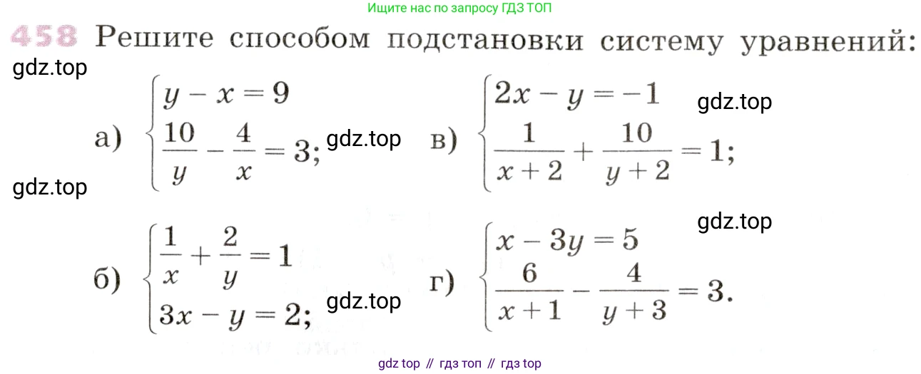 Алгебра, 9 класс Учебник, авторы: Дорофеев Георгий Владимирович, Суворова Светлана Борисовна, Бунимович Евгений Абрамович, Кузнецова Людмила Викторовна, Минаева Светлана Станиславовна, Рослова Лариса Олеговна, издательство Просвещение, Москва, 2019, белого цвета, страница 186, номер 458, Условие