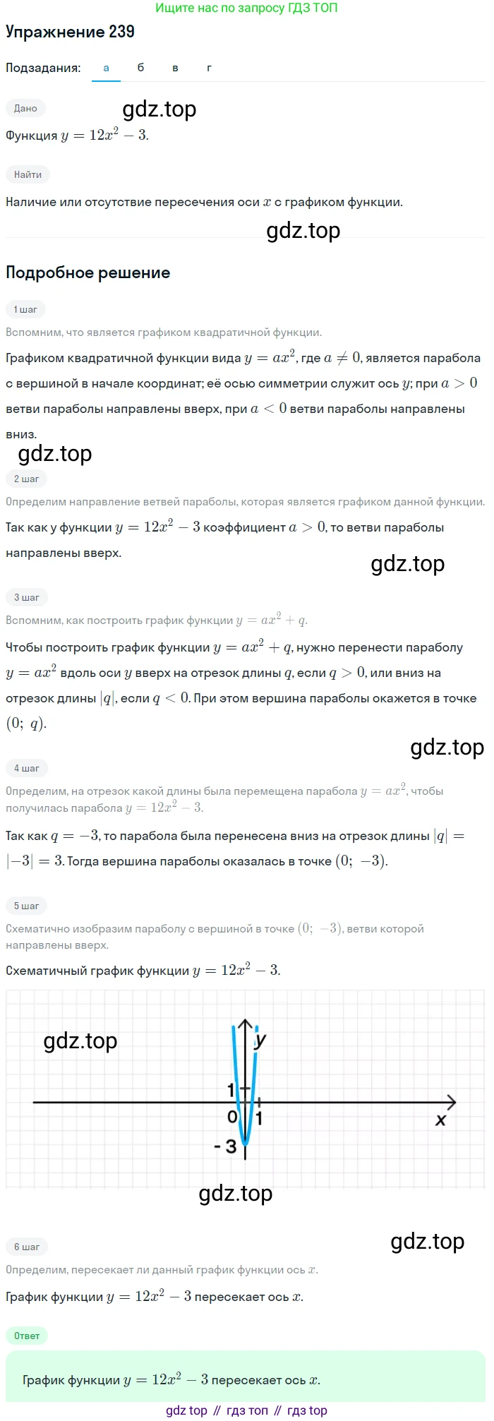 Алгебра, 9 класс Учебник, авторы: Дорофеев Георгий Владимирович, Суворова Светлана Борисовна, Бунимович Евгений Абрамович, Кузнецова Людмила Викторовна, Минаева Светлана Станиславовна, Рослова Лариса Олеговна, издательство Просвещение, Москва, 2019, белого цвета, страница 99, номер 239, Решение 1