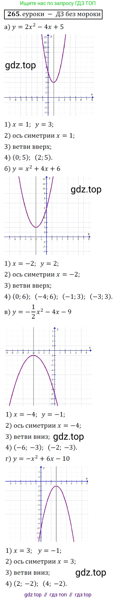 Алгебра, 9 класс Учебник, авторы: Дорофеев Георгий Владимирович, Суворова Светлана Борисовна, Бунимович Евгений Абрамович, Кузнецова Людмила Викторовна, Минаева Светлана Станиславовна, Рослова Лариса Олеговна, издательство Просвещение, Москва, 2019, белого цвета, страница 108, номер 265, Решение 3