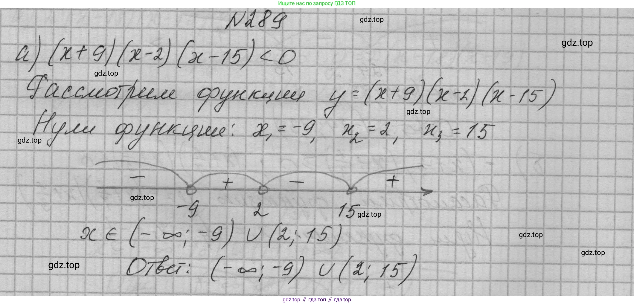ГДЗ Алгебра, 9 класс Учебник, авторы: Макарычев Юрий Николаевич, Миндюк Нора Григорьевна, Нешков Константин Иванович, Суворова Светлана Борисовна, издательство Просвещение, Москва, 2023, белого цвета, страница 97, номер 289, Решение 1