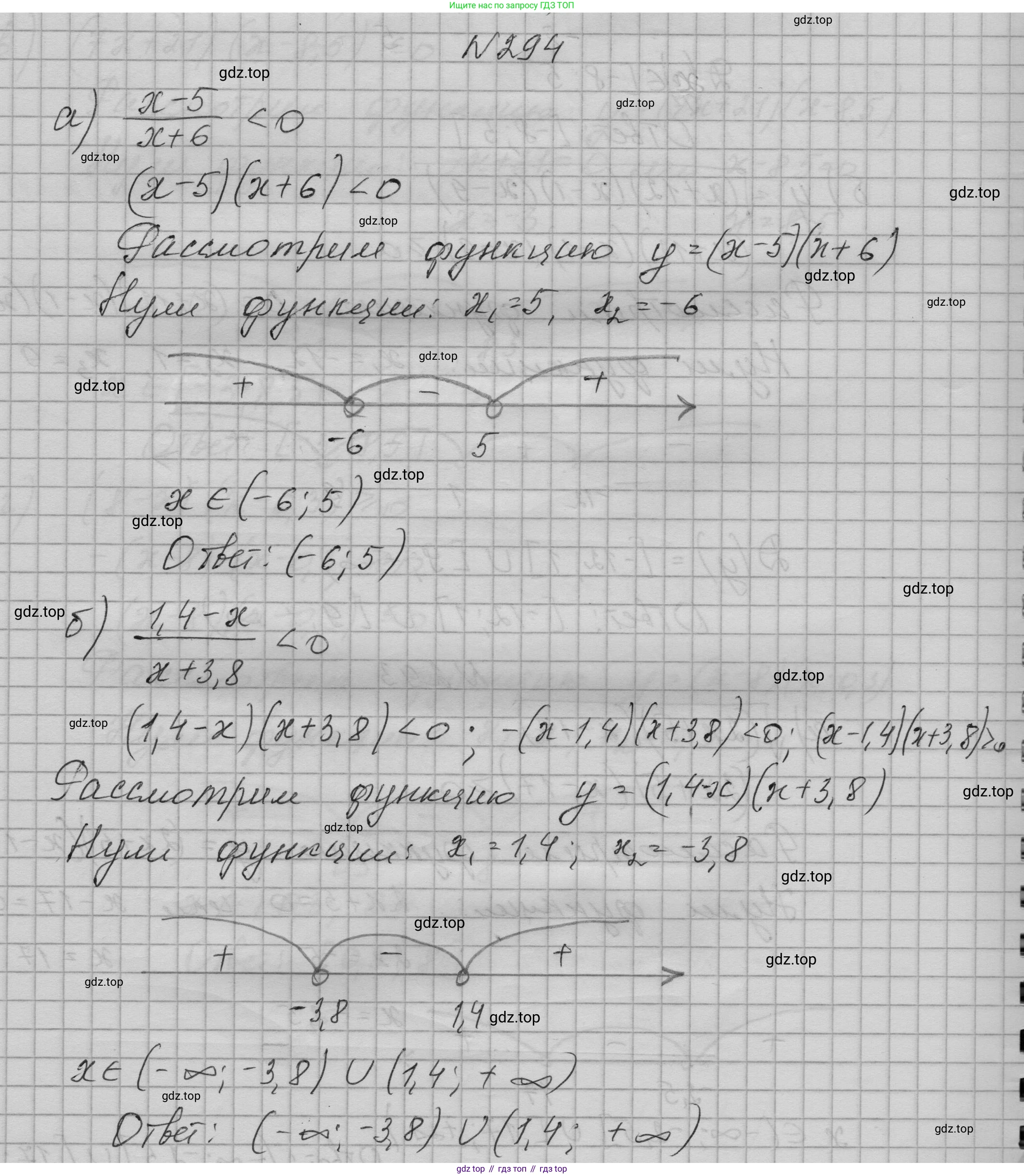 ГДЗ Алгебра, 9 класс Учебник, авторы: Макарычев Юрий Николаевич, Миндюк Нора Григорьевна, Нешков Константин Иванович, Суворова Светлана Борисовна, издательство Просвещение, Москва, 2023, белого цвета, страница 97, номер 294, Решение 1