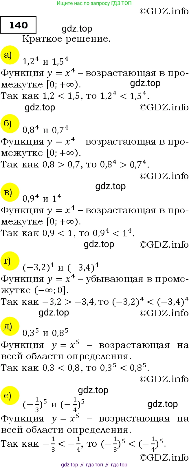 ГДЗ Алгебра, 9 класс Учебник, авторы: Макарычев Юрий Николаевич, Миндюк Нора Григорьевна, Нешков Константин Иванович, Суворова Светлана Борисовна, издательство Просвещение, Москва, 2014 - 2024, страница 52, номер 140, Решение 3