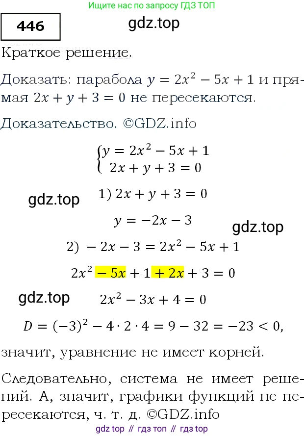 ГДЗ Алгебра, 9 класс Учебник, авторы: Макарычев Юрий Николаевич, Миндюк Нора Григорьевна, Нешков Константин Иванович, Суворова Светлана Борисовна, издательство Просвещение, Москва, 2014 - 2024, страница 121, номер 446, Решение 3