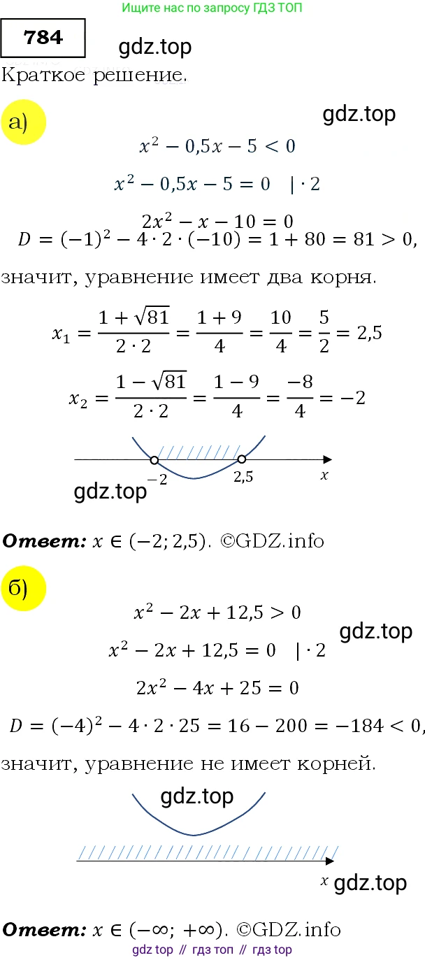 ГДЗ Алгебра, 9 класс Учебник, авторы: Макарычев Юрий Николаевич, Миндюк Нора Григорьевна, Нешков Константин Иванович, Суворова Светлана Борисовна, издательство Просвещение, Москва, 2014 - 2024, страница 198, номер 784, Решение 3