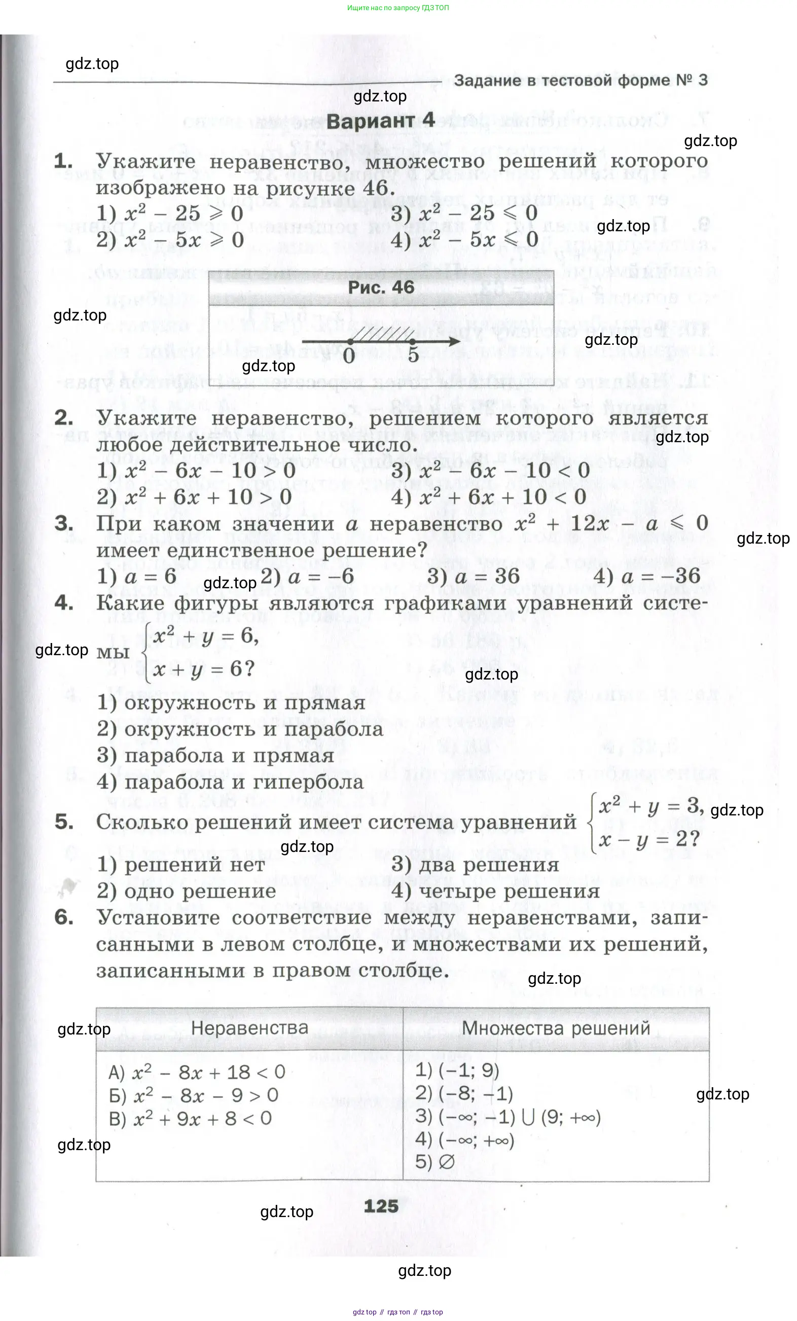 Алгебра, 9 класс Проверочные работы, авторы: Мерзляк Аркадий Григорьевич, Якир Михаил Семёнович, издательство Просвещение, Москва, 2022, голубого цвета, Часть 2, страница 125