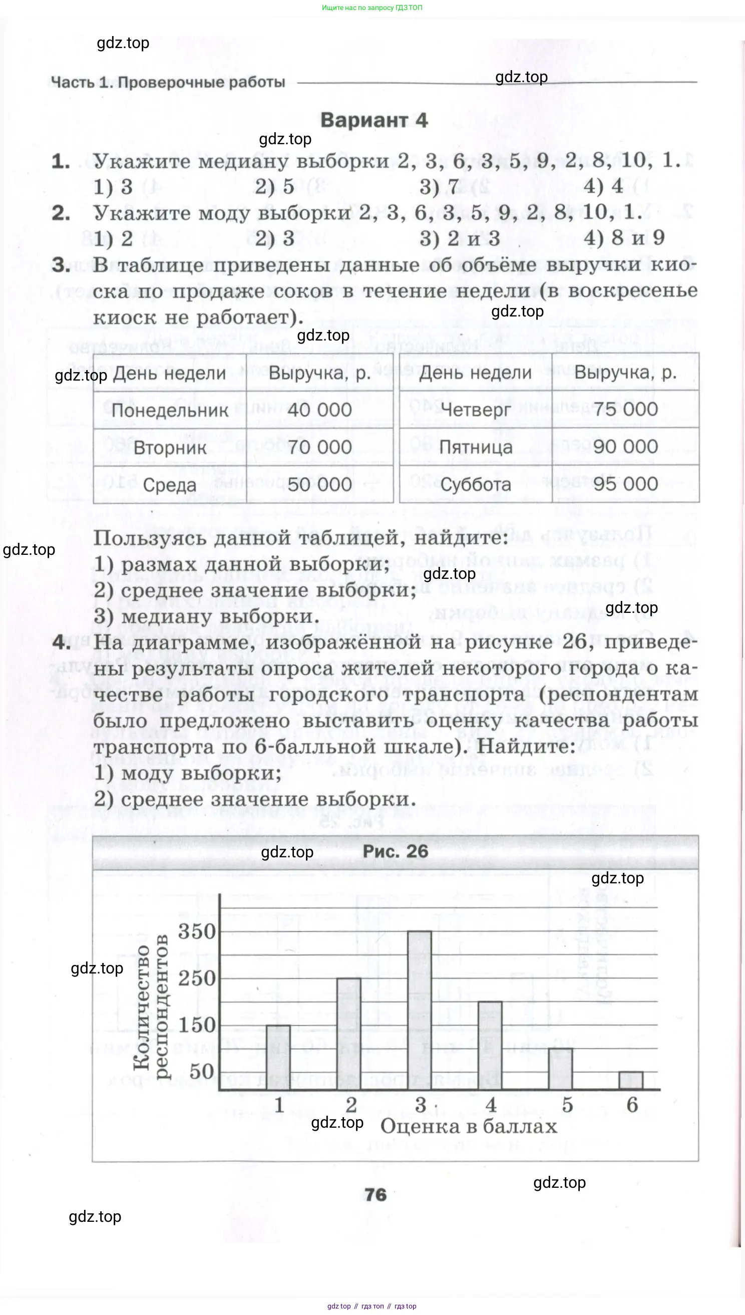 Алгебра, 9 класс Проверочные работы, авторы: Мерзляк Аркадий Григорьевич, Якир Михаил Семёнович, издательство Просвещение, Москва, 2022, голубого цвета, Часть 1, страница 76
