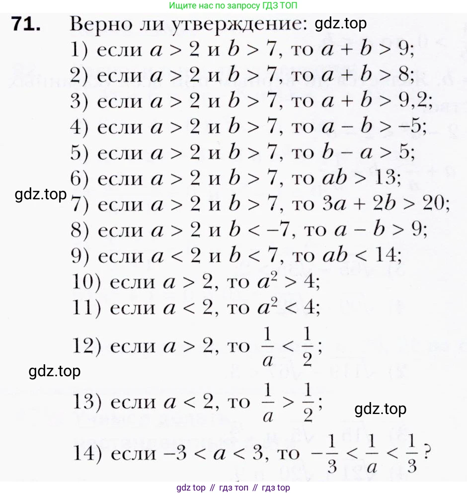 ГДЗ Алгебра, 9 класс Учебник, авторы: Мерзляк Аркадий Григорьевич, Полонский Виталий Борисович, Якир Михаил Семёнович, издательство Просвещение, Москва, 2019, голубого цвета, страница 21, номер 71, Условия