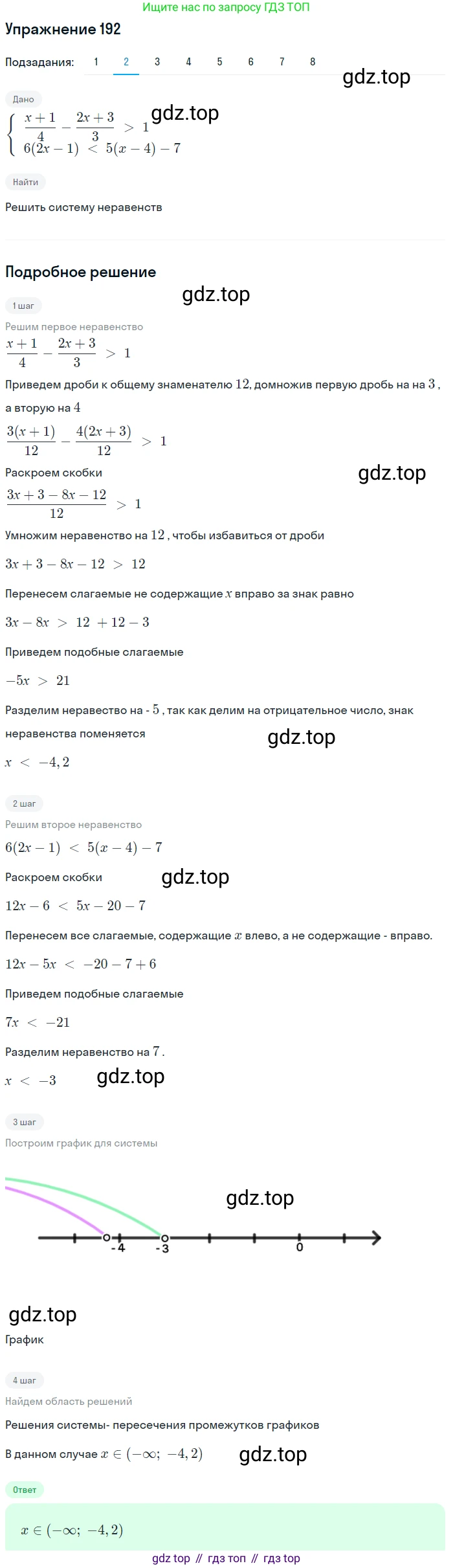 ГДЗ Алгебра, 9 класс Учебник, авторы: Мерзляк Аркадий Григорьевич, Полонский Виталий Борисович, Якир Михаил Семёнович, издательство Просвещение, Москва, 2019, голубого цвета, страница 48, номер 192, Решение 1 (продолжение 8)